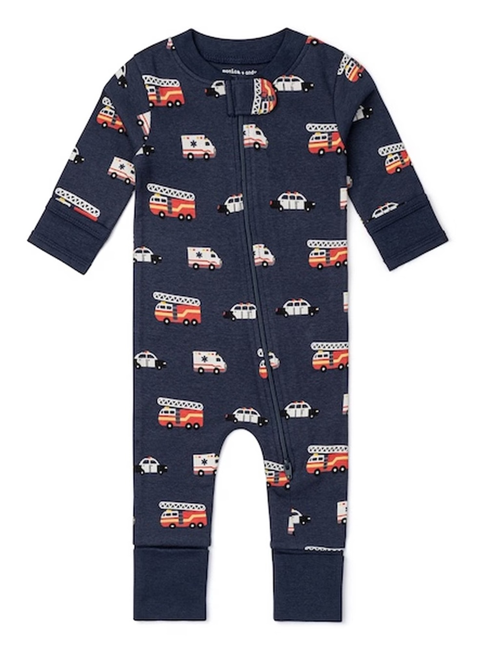 Monica + Andy Navy Emergency Vehicle Print One Piece Pajamas